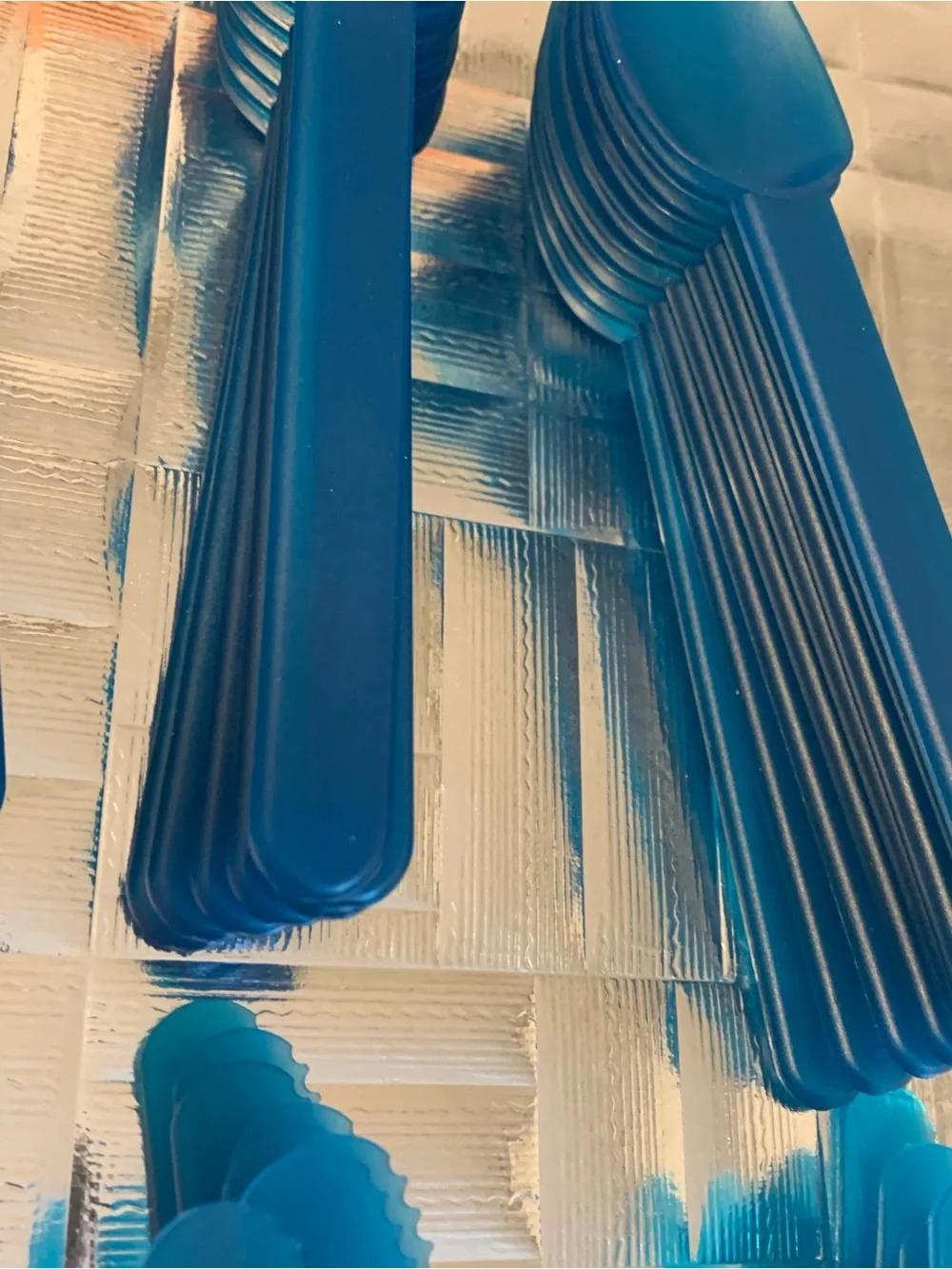 Vintage Tupperware Reusable Plastic Flatware Set Blue Green Purple Orange 100pc